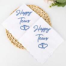 2 pièces Mouchoir brodé cadeau de mariage, larmes de joie jour du mariage cadeau de mariée pour enterrement de vie de jeune fille, fête de poule, cadeau pour maman, belle-mère, diplôme