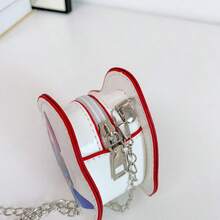 Stitch Individual Print Heart Shaped Pouch, Multiple Adorable Cartoon Designs Available, High-Quality PU Material, Lightweight Zipper Closure, Metal Chain Strap, Anime Fan Collectible Peripheral, Adds Vibrancy & Romance To Daily Outfits, .