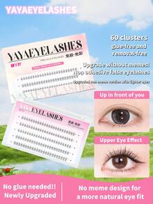 40pcs 5-Row Flaming Lashes Set, Faux Mink, Glue-Free, 3-Second Application, C-Curl, Segmented, Natural Manga-Style Eyes, Transparent Band, Individual Lash Extension For Daily Makeup, DIY At Home, Soft And Easy To Use Lash Clusters, Lash Clusters, Individual Lashes, False Eyelashes