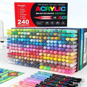 288 Colors/240 Colors/168 Colors/120/72/60/36/24/12 Color Direct Liquid Acrylic Marker Pens, Students Use Art Professional Drawing Drawing Color Soft-Head Marker Paper-Tight Stackable Diy Graffiti Coloring Book Coloring Pen Can Draw Glass Stone Waterproof Body Painting Brush Pen
