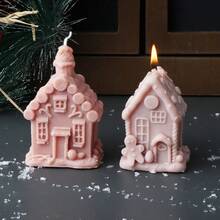 Molde de Silicone para Vela em Forma de Casa de Natal 3D, Molde DIY para Castelo, Homem de Gengibre Feito à Mão, Sabão, Gesso, Decoração de Presente e Festival de Natal