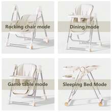 Nawahev 3-In-1 Baby High Chair For Toddlers – Adjustable Height Feeding Chair With Removable Tray & Easy-Clean PU Cushion, Portable For Travel & Camping, Ages 1-3, White - White - View 6