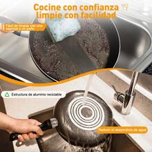 Juego de ollas de 30 piezas, juego de utensilios de cocina de aluminio antiadherentes de 30 piezas (con guantes), juego de ollas, juego de utensilios de cocina, que incluye cuatro tamaños diferentes de ollas, todas con tapas de vidrio transparente, varias formas de sartenes y bandejas para hornear, tapetes para ollas y guantes aislantes del calor para evitar quemaduras, el revestimiento antiadherente no requiere el uso de mucho aceite o mantequilla, reducción de grasa saludable, - Negro - Ver 6