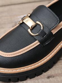 Mocassins à semelle épaisse style preppy pour femmes grandes tailles, convenant aux sports, à la tenue décontractée et à l'usage intérieur