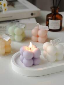 1/2/4/12pcs Mini Magic Cube Scented Candle,Handmade Bubble Shaped Candles Cute Aromatherapy Candles,Christmas Ornaments,Christmas Decoration,Christmas Decor,Holiday ,Winter,Festival,Room Decor