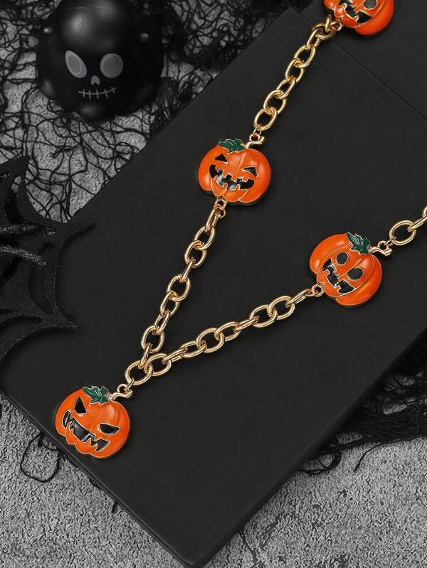 1pc Halloween Pumpkin Alloy Chain Necklace