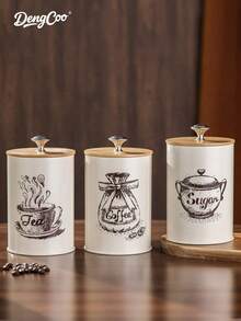 Dengcoo 1 件圆柱形带盖铁罐，咖啡豆和茶叶储存容器，厨房储物罐，食品和香料储物盒/罐，密封罐，防潮罐，适用于厨房储存，储存咖啡豆、茶叶、盐、糖和谷物