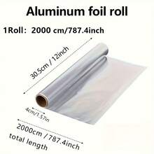 Heavy-Duty Extra Thick Large Aluminum Foil Roll - Extra Wide 30.0x2000.0cm Baking Sheet, Oven, Grill, Deep Fry - Extreme Heat Resistant, Non-Stick, Easy Cleanup - Commercial & Home Kitchen Use - Disposable, Grilling Essentials, Smooth Surface., Oven , Disposable Sheet, Nonstick Surface, Durable Material, Cooking Sheet, Professional Cooks, Food Service - Multicolor - View 3