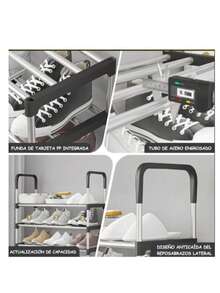 Estante de zapatos rigido 5 NIVELES apilable fácil de montar, puede poner 20 pares de zapatos Ahorra espacio, se utiliza en el pasillo, dormitorio, sala de estar. - Plateado - Ver 4