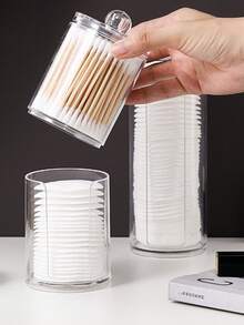 4 pièces Boîte de rangement cosmétique, support pour cotons-tiges, boîte de rangement pour salle de bain, distributeur de disques ronds/fil dentaire pour le classement et le rangement. Flacons de voyage pour la salle de bain, les voyages, l'extérieur, les affaires, étanches et portables