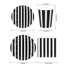 8pcs Black & White Striped Disposable Plates, Napkins And Cups, Suitable For 8 Guests, One-Time Paper Plates Party Supplies For Birthday Party, Family Picnic