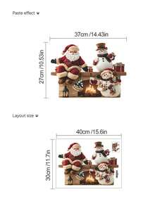 1 Stück mehrteiliger PVC Wandaufkleber, Klassische Weihnachtsserie 3D Plüsch-Weihnachtsmann, Weihnachtsmann, Schneemann, Kamin Dekorationen, geeignet für Schlafzimmer, Wohnzimmer, Arbeitszimmer, Esszimmer, Badezimmer, Heim Wanddekoration, Raumdekoration