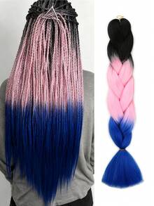 Paquete de 1 cabello trenzado grande de 24 pulgadas apto para mujeres, color rosa oscuro, extensiones de cabello sintético de ganchillo útiles y hábiles, resistentes al calor, para Halloween, Navidad, Año Nuevo, carnaval y festivales de música - Multicolor - Ver 17