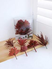 6 Stücke künstliche Plastik Sukkulenten Pflanzen & Töpfe DIY Deko, Hotel/Heim Garten Plastik Sukkulenten Dekoration, farbbeständige Plastik Sukkulenten DIY Grünpflanzendekoration