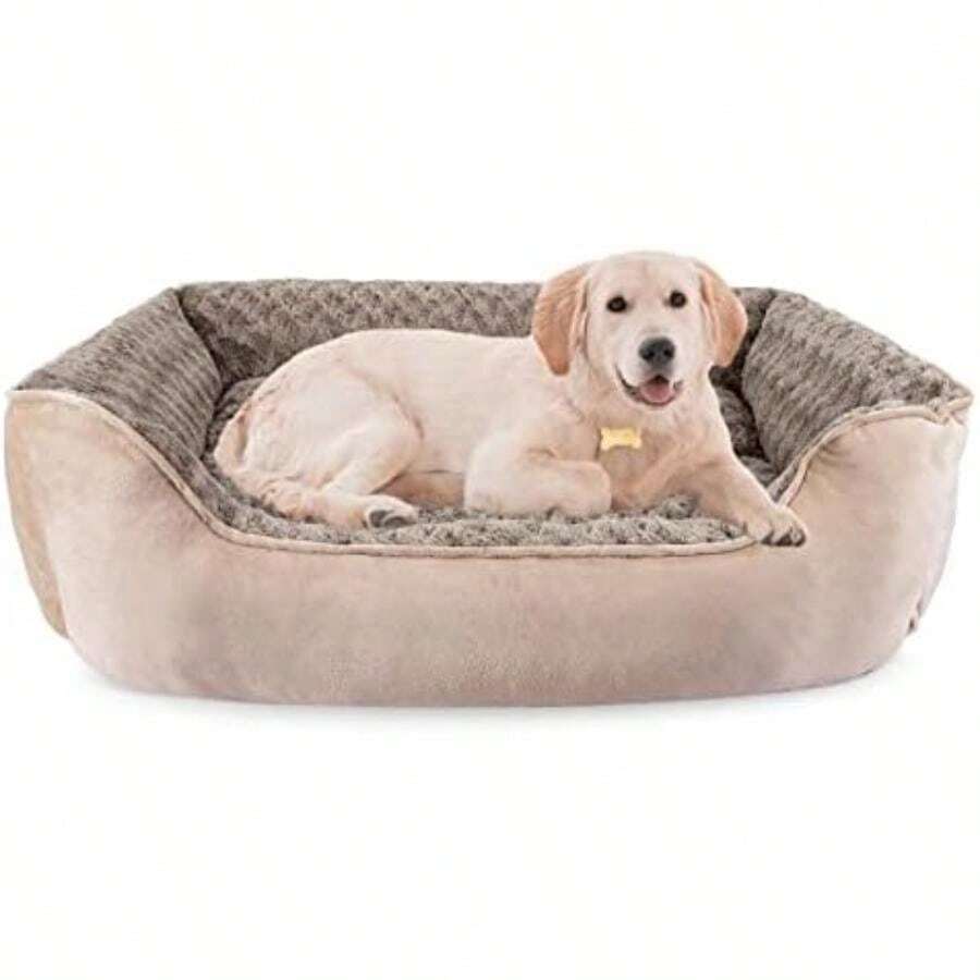 JOEJOY Rectangle Dog Bed For Large Medium Small Dogs - Washable Orthopedic Sofa Bed, Soft Breathable Puppy & Pet Cuddler, Durable Calming Dog Bed With Anti-Slip Bottom, Multiple Sizes,(L(30"X 24"X 9") Beige) - Type13 - 查看 1