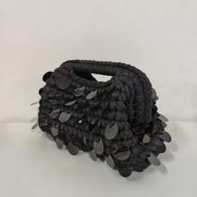 Nuova piccola borsa clutch con paillettes e uncinetto, con brillantini, borsa da sera fatta a mano, borsa per il trucco da viaggio