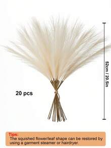 3/6/12/36pcs Beige Fake Pampas Grass, Large Fluffy Artificial Reeds, Bohemian Style Artificial Flowers, Wedding Party Home Living Room Bedroom Vase Photography Autumn Decoration