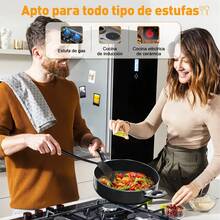 Juego de ollas de 30 piezas, juego de utensilios de cocina de aluminio antiadherentes de 30 piezas (con guantes), juego de ollas, juego de utensilios de cocina, que incluye cuatro tamaños diferentes de ollas, todas con tapas de vidrio transparente, varias formas de sartenes y bandejas para hornear, tapetes para ollas y guantes aislantes del calor para evitar quemaduras, el revestimiento antiadherente no requiere el uso de mucho aceite o mantequilla, reducción de grasa saludable, - Negro - Ver 8
