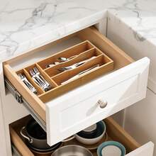 Bamboo Drawer Organizer Tray For Utensils And Cutlery, Compact Storage Solution (13.9" X 6.7" X 1.6") - 預設 - 查看 4