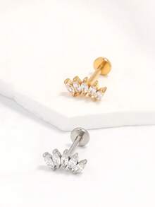 1 قطعة من الأذن المثقوبة المزودة بخرز من التيتانيوم والزركون المقطع على شكل ماركيز للثقب الحلزوني، مسمار داخلي الخيط للثقب الأذن الخارجي والداخلي، إكسسوارات مجوهرات الجسم