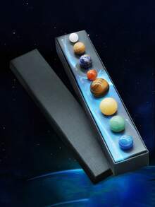 1 صندوق من 9 أحجار كريمة طبيعية - زينة كواكب المجموعة الشمسية - هدية ديكور المنزل، مجموعة أحجار طاقة نموذجية قابلة للجمع