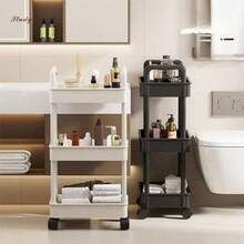 1 Wheeled Multi-Layer Mobile Storage Rack, Portable Multifunctional Handcart, Children's Toy Storage Rack, Minimalist Bookshelf, Snack Storage Rack, Dressing Table Cosmetic Compartment Storage Rack, Kitchen Utensil Storage Rack, Multifunctional Plastic Service Handcart, Suitable For Home Bathroom, Kitchen, Living Room And Study, Suitable For Home Storage And Home Decoration. ﻿