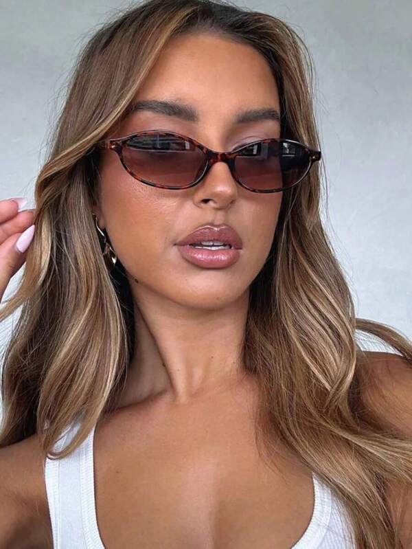 1pc Polygonal Geometric Small Frame Double Beam Women's Fashionable Glasses, Casual And Versatile, Exquisite And Elegant, Suitable For Wearing In Various Occasions