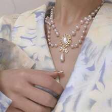 1pc Lolita Style Baroque Inspired Faux Pearl Tassel Necklace For Women – Elegant Choker Accessory Perfect For Parties, Events, Weddings & Special Occasions, Vintage-Inspired Statement Jewelry - 白色 - 查看 3