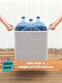 1pc Large Capacity Cationic Storage Bag, Suitable For Back To School Season, Household Items, Clothing, Moving, Cabinet, Underbed, Shelf, Fabric, Portable, No Support Required - Grey - View 5