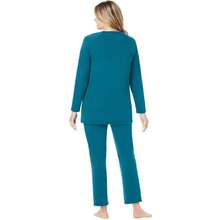 Dreams & Co. Plus Size Petite 2-Piece Lounge Set - 深青色 - 查看 2