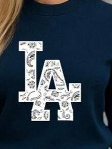 Conjunto de pants  Sudadera y pantalón  Felpa suave  Cuello redondo Estilo cómodo  Conjunto deportivo - Azul Marino - Ver 2