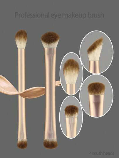 2支/套双头眼妆刷，4个刷头，专业眼妆工具，功能：遮瑕、眼影、晕染、高光、修容，小巧便携，适合旅行、通勤、补妆，精准点涂遮盖瑕疵，迷你尺寸可用于提亮和修饰眼部轮廓，柔化边缘打造自然渐变眼妆，赠品