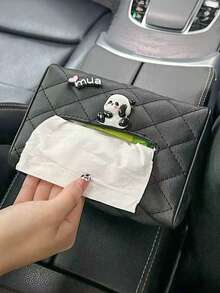 Panda-förmige Auto-Taschentuchbox, kreativ süßer hochwertiger Armaturenbrett-Box/Sonnenblenden-montierter Taschentuchhalter, Auto-Innenraum-Zubehör - Einheitsgröße - Übersicht 2
