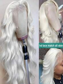 Platinum Blonde Colored Body Wave Lace Front Wigs Human Hair With Baby Hair 13x6 HD Transparent Wet And Wave Human Hair Wig For Women 250 Density Water Wave Glueless Wigs Human Hair Pre Plucked Bleached Knots - 米色 - 查看 6