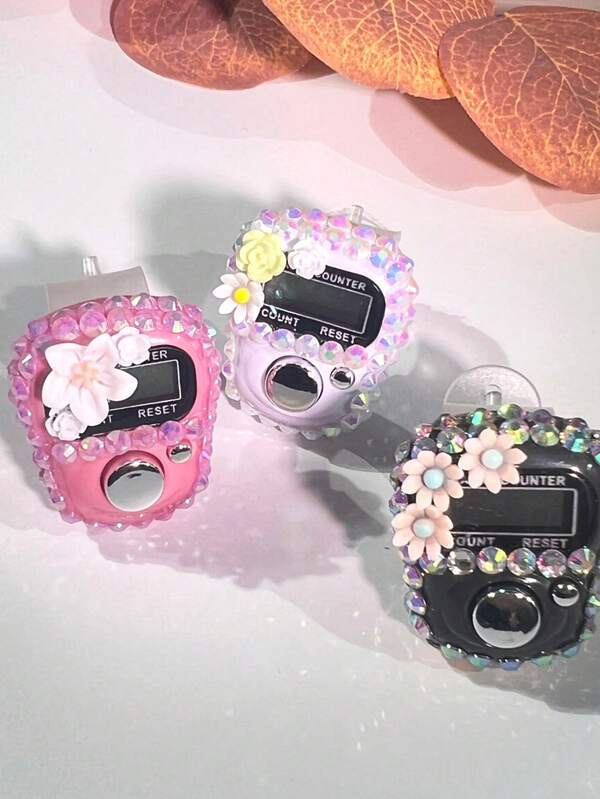 New Rhinestone Decorated Digital Counter, Electronic Counter For Middle East & Arabic, Convenient Display Ring Counter For Stress Relief, Suitable For Prayer Counting, Activity Tracking, Holiday Gifts