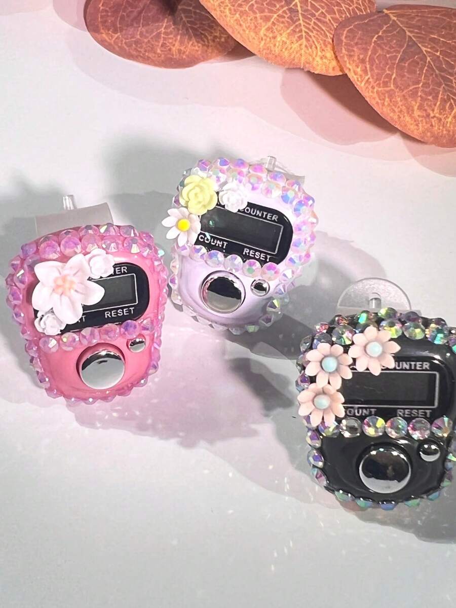 New Rhinestone Decorated Digital Counter, Electronic Counter For Middle East & Arabic, Convenient Display Ring Counter For Stress Relief, Suitable For Prayer Counting, Activity Tracking, Holiday Gifts