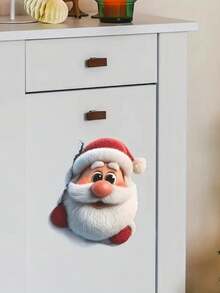 1 Stück mehrteiliger PVC Wandaufkleber, Klassische Weihnachtsserie 3D Plüsch-Weihnachtsmann, Weihnachtsmann, Schneemann, Kamin Dekorationen, geeignet für Schlafzimmer, Wohnzimmer, Arbeitszimmer, Esszimmer, Badezimmer, Heim Wanddekoration, Raumdekoration