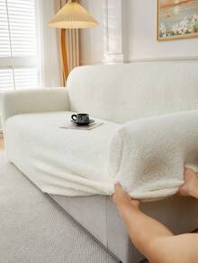 1pc Sherpa Fleece Fabric Pet Anti-Dirty Sofa Cover, Plush Jacquard Teddy Fleece, Multi-Color, Thick Jacquard Fleece Sofa Cover Suitable For 1/2/3/4 Seat Sofa, Autumn/Winter - Multicolor - View 9