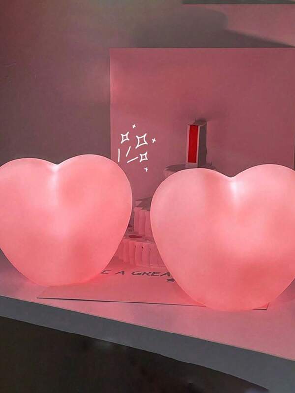 1pc Heart-Shaped Night Light, LED Atmosphere Lamp, Pink Love Heart Night Light, Nursery Lamp, Holiday Decor Light, Suitable For Bedroom, Tabletop, Home Decor, Party, Outdoor, Wedding, Suitable For Thanksgiving, Halloween, Christmas, Valentine's Day, Mother's Day, Father's Day, Back To School, Can Be Used As Holiday Gift