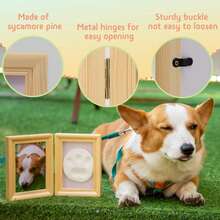 1 Stück Haustier Pfoten Abdruckfotorahmen, ohne farbige Accessoires, ohne Buchstabentafel, inklusive Ton Pfoten Abdruckset, Katzen oder Hunde Memorial Geschenk, Haustier Heimdekoration, Holz Tischrahmen, Reinweiß