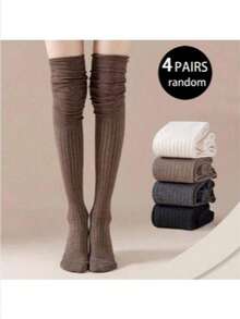 2-4 Pairs Of Randomly Dispatched Over-The-Knee Socks: Women's Summer Long Knee Socks, Spring And Autumn High Socks, Anti-Slip And Non-Tight Calf Long Socks For Pregnant Women, Winter