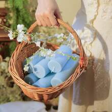 1 Peça Vela Perfumada Cilíndrica de Estilo Vintage Francês de Luxo - Fragrância Sem Fumaça, Vela Perfumada Cilíndrica de 5 cm de Diâmetro, Vela de Cera de Soja Premium Sem Fumaça, Adequada para Decoração Doméstica, Casamento, Decoração de Casamento - Multicolorido - Visão 2