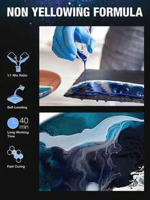 240ml-500ml Epoxy Resin Kit - Crystal Clear Epoxy Resin Kit & Hardener For DlY Art, MoldCasting, Wood, Jewelry Making, Coasters, TableTop, Countertop Coating - Food , Heat & UV Resistant - Epoxy Resin - View 3