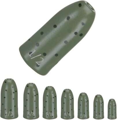 Pesos de Gusano de Tungsteno Reaction Tackle para Pesca de Lubina - Plomos en Forma de Bala para Texas y Carolina Rig