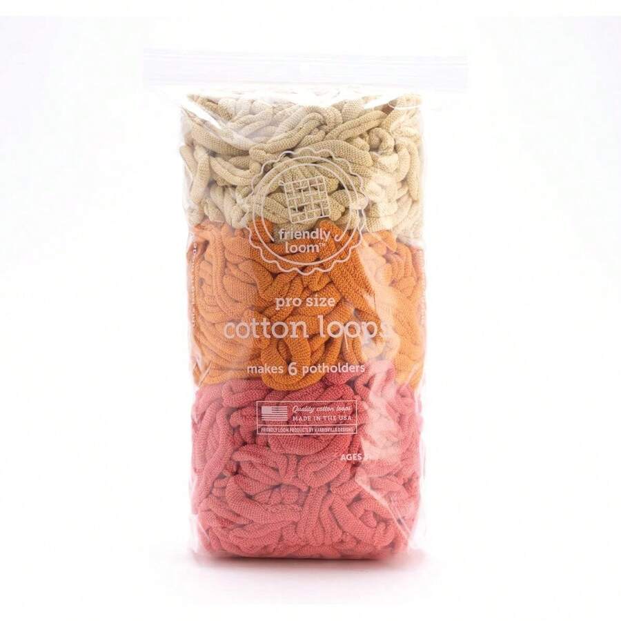 Friendly Loom |   10" PRO-Sized Tulip Themed Potholder Weaving Loops |   6 Cotton Potholders