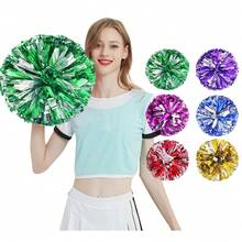 1pc Cheerleading Pom Poms With Handle Cheer Balls, Women Girls Hand Dance Mutipulcolor Pompoms For Club Sports Events Dancing Party Club, Cheerleader Team Performance, Competition Cheerleading Cheering Ball Club Sport Supplies Cheerleader Pompoms, Cheerleading Accessories - Multicolor - View 2