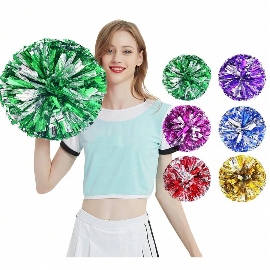 1pc Cheerleading Pom Poms With Handle Cheer Balls, Women Girls Hand Dance Mutipulcolor Pompoms For Club Sports Events Dancing Party Club, Cheerleader Team Performance, Competition Cheerleading Cheering Ball Club Sport Supplies Cheerleader Pompoms, Cheerleading Accessories
