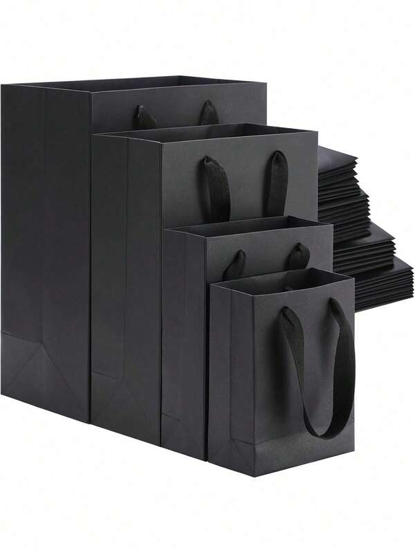 10pcs Kraft Gift Bags Handled Paper Bags 4 Sizes Goodie Bags With Cloth Handles Gift Wrap Bags Dessert Bags Shopping Bags Merchandise Bags For Business, Boutique, Party Favors