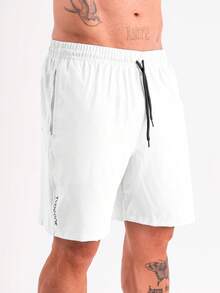 Tactel Men's 2-Piece Gym Shorts With Elastane, Sports Swim Shorts With Anti-Sand Pocket - Azul marino/blanco - Ver 7