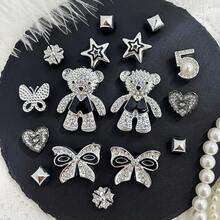 16 Stücke abnehmbare DIY Schuh Accessoires (süßer Bär, Schleife, Stern), geeignet für Damensandalen, Ballerinas, Mary Janes, Gartenschuhe, Clogs, Flip Flops und Strandtaschen - perfektes Geschenk für Feiertage, Partys und besondere Anlässe